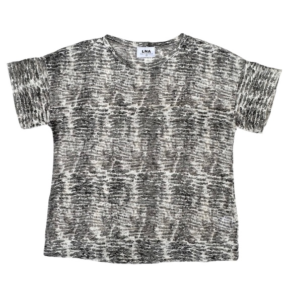 LNA Python Print Burnout Semi Sheer Boxy Crew Neck Cotton T Shirt Small - Picture 1 of 5